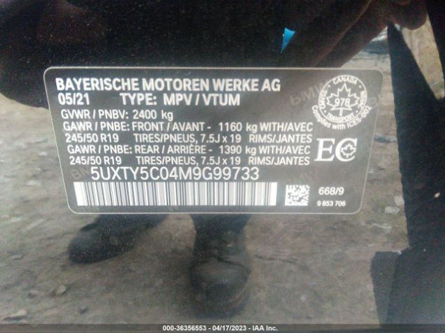 Photo 8 VIN: 5UXTY5C04M9G99733 - BMW X3 