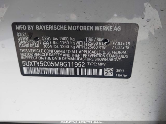 Photo 8 VIN: 5UXTY5C05M9G11952 - BMW X3 