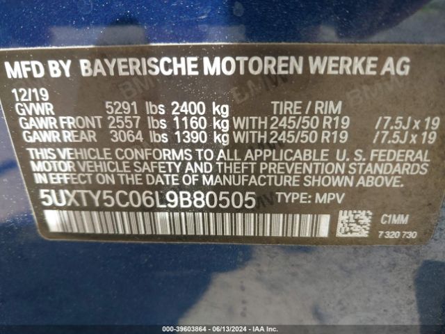 Photo 8 VIN: 5UXTY5C06L9B80505 - BMW X3 