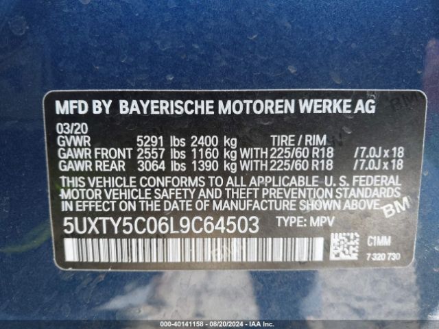 Photo 8 VIN: 5UXTY5C06L9C64503 - BMW X3 