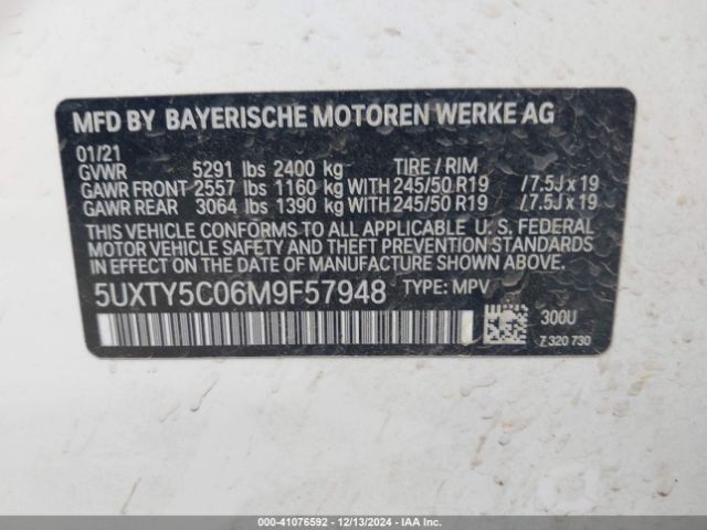 Photo 8 VIN: 5UXTY5C06M9F57948 - BMW X3 