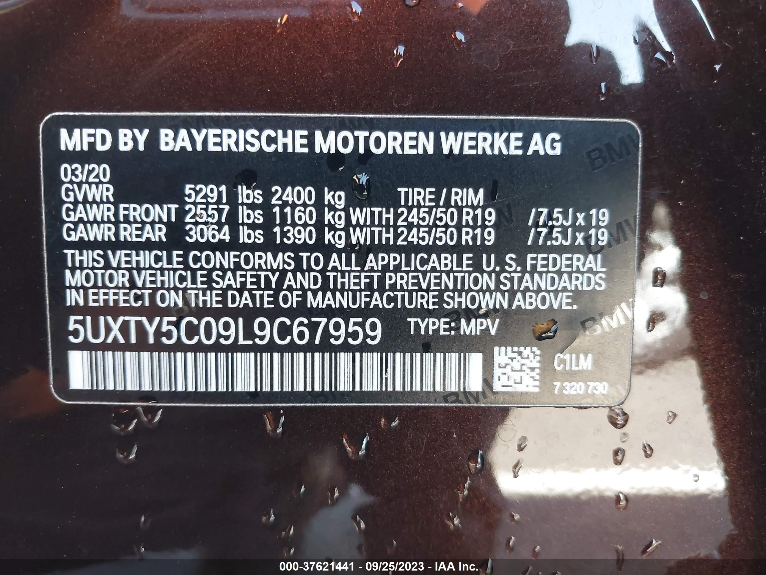 Photo 8 VIN: 5UXTY5C09L9C67959 - BMW X3 