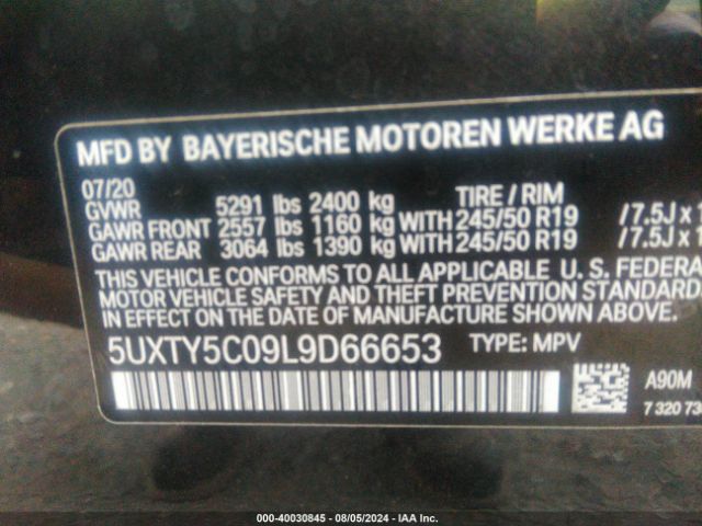 Photo 8 VIN: 5UXTY5C09L9D66653 - BMW X3 