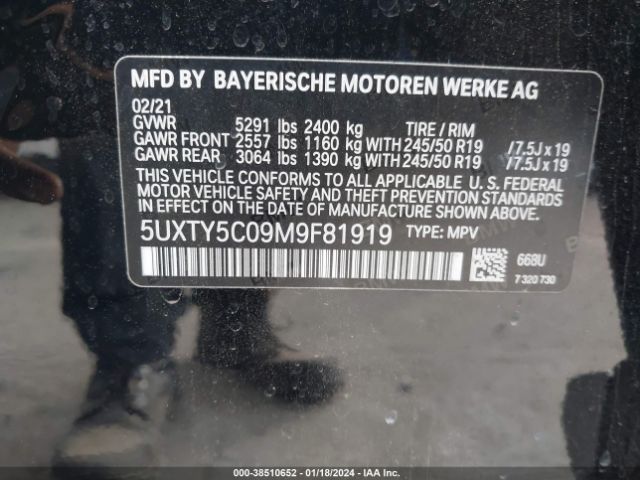 Photo 8 VIN: 5UXTY5C09M9F81919 - BMW X3 