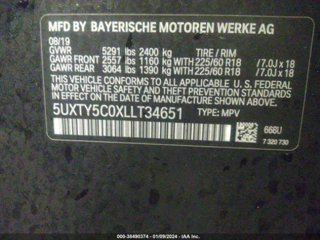 Photo 8 VIN: 5UXTY5C0XLLT34651 - BMW X3 