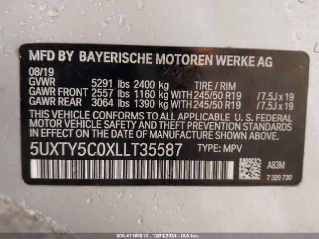 Photo 8 VIN: 5UXTY5C0XLLT35587 - BMW X3 