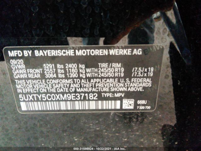 Photo 8 VIN: 5UXTY5C0XM9E37182 - BMW X3 