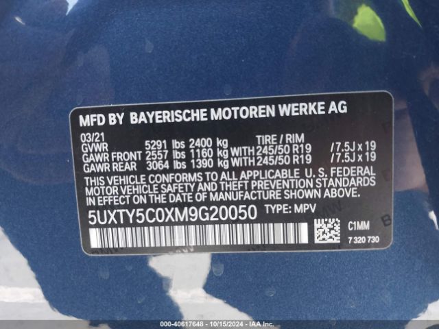 Photo 8 VIN: 5UXTY5C0XM9G20050 - BMW X3 