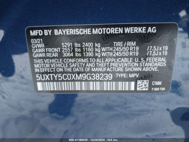 Photo 8 VIN: 5UXTY5C0XM9G38239 - BMW X3 