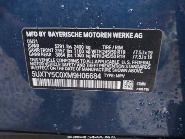 Photo 8 VIN: 5UXTY5C0XM9H06684 - BMW X3 