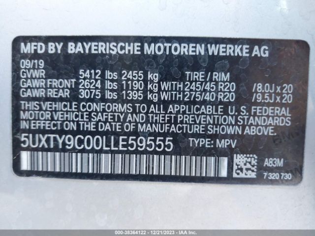 Photo 8 VIN: 5UXTY9C00LLE59555 - BMW X3 