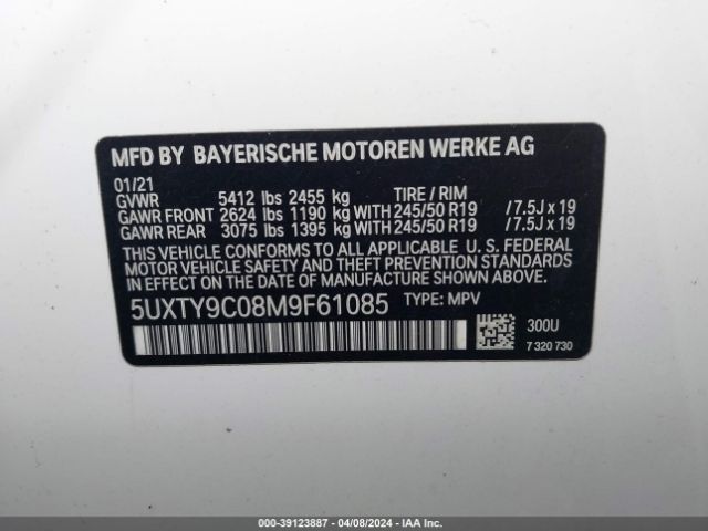 Photo 8 VIN: 5UXTY9C08M9F61085 - BMW X3 