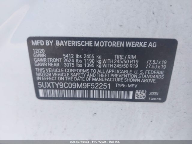 Photo 8 VIN: 5UXTY9C09M9F52251 - BMW X3 