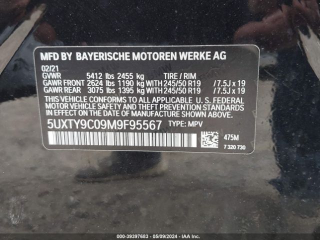 Photo 8 VIN: 5UXTY9C09M9F95567 - BMW X3 