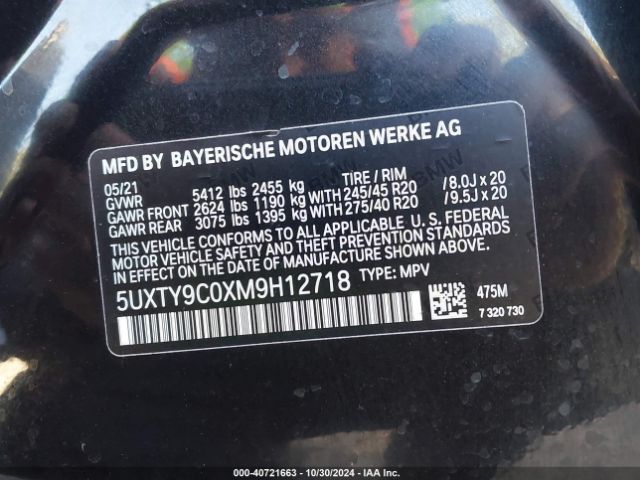 Photo 8 VIN: 5UXTY9C0XM9H12718 - BMW X3 