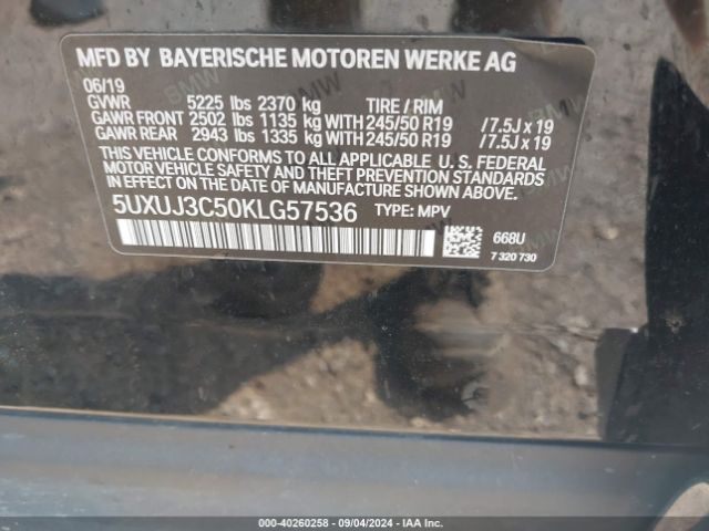 Photo 8 VIN: 5UXUJ3C50KLG57536 - BMW X4 