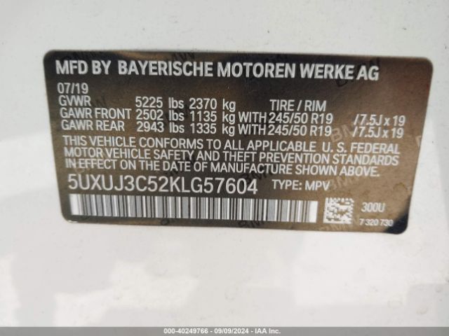 Photo 8 VIN: 5UXUJ3C52KLG57604 - BMW X4 