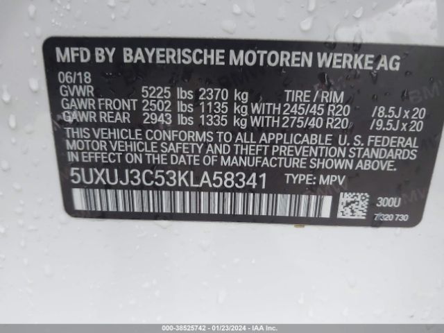 Photo 8 VIN: 5UXUJ3C53KLA58341 - BMW X4 