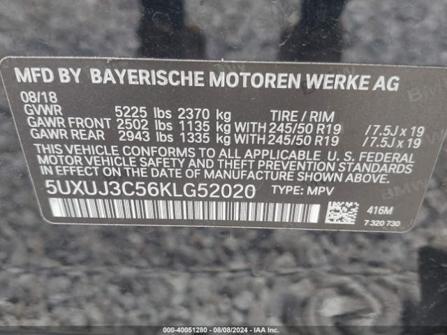 Photo 8 VIN: 5UXUJ3C56KLG52020 - BMW X4 