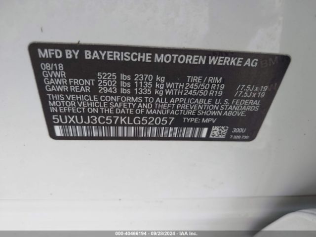 Photo 8 VIN: 5UXUJ3C57KLG52057 - BMW X4 