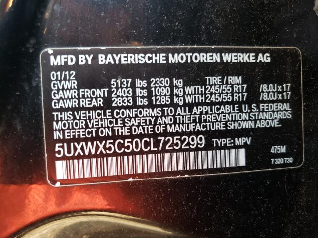 Photo 9 VIN: 5UXWX5C50CL725299 - BMW X3 XDRIVE2 