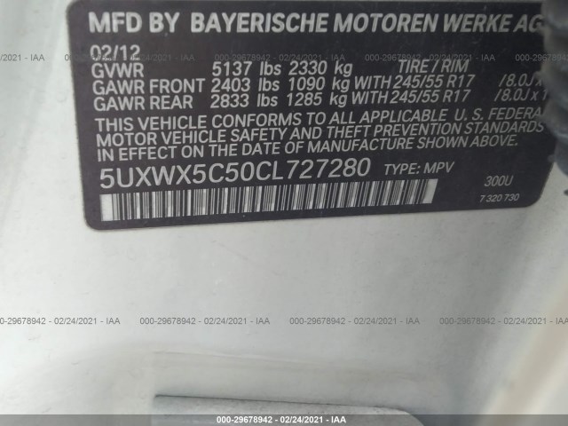 Photo 8 VIN: 5UXWX5C50CL727280 - BMW X3 