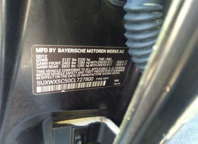 Photo 8 VIN: 5UXWX5C50CL727800 - BMW X3 