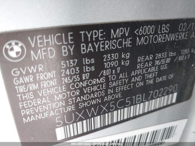 Photo 8 VIN: 5UXWX5C51BL702290 - BMW X3 