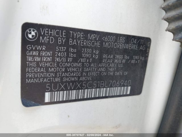 Photo 8 VIN: 5UXWX5C51BL706940 - BMW X3 