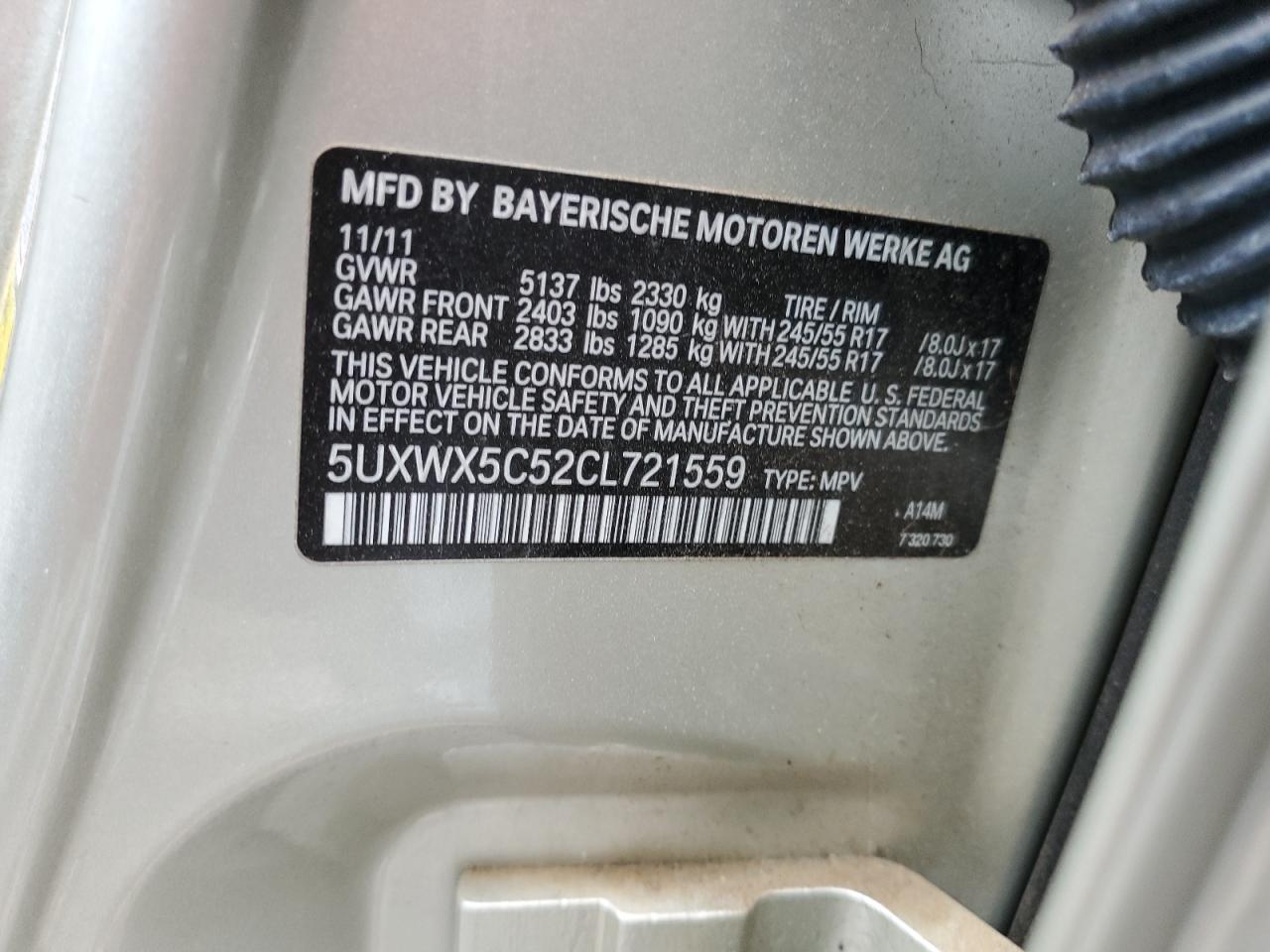 Photo 11 VIN: 5UXWX5C52CL721559 - BMW X3 