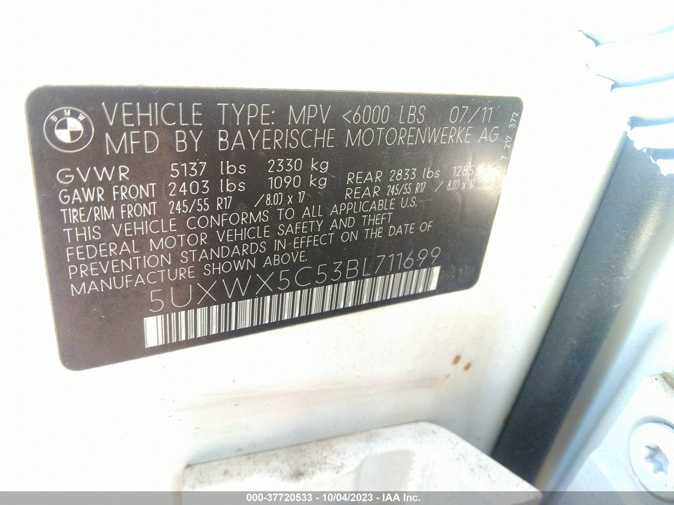 Photo 8 VIN: 5UXWX5C53BL711699 - BMW X3 