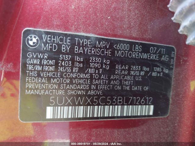 Photo 8 VIN: 5UXWX5C53BL712612 - BMW X3 