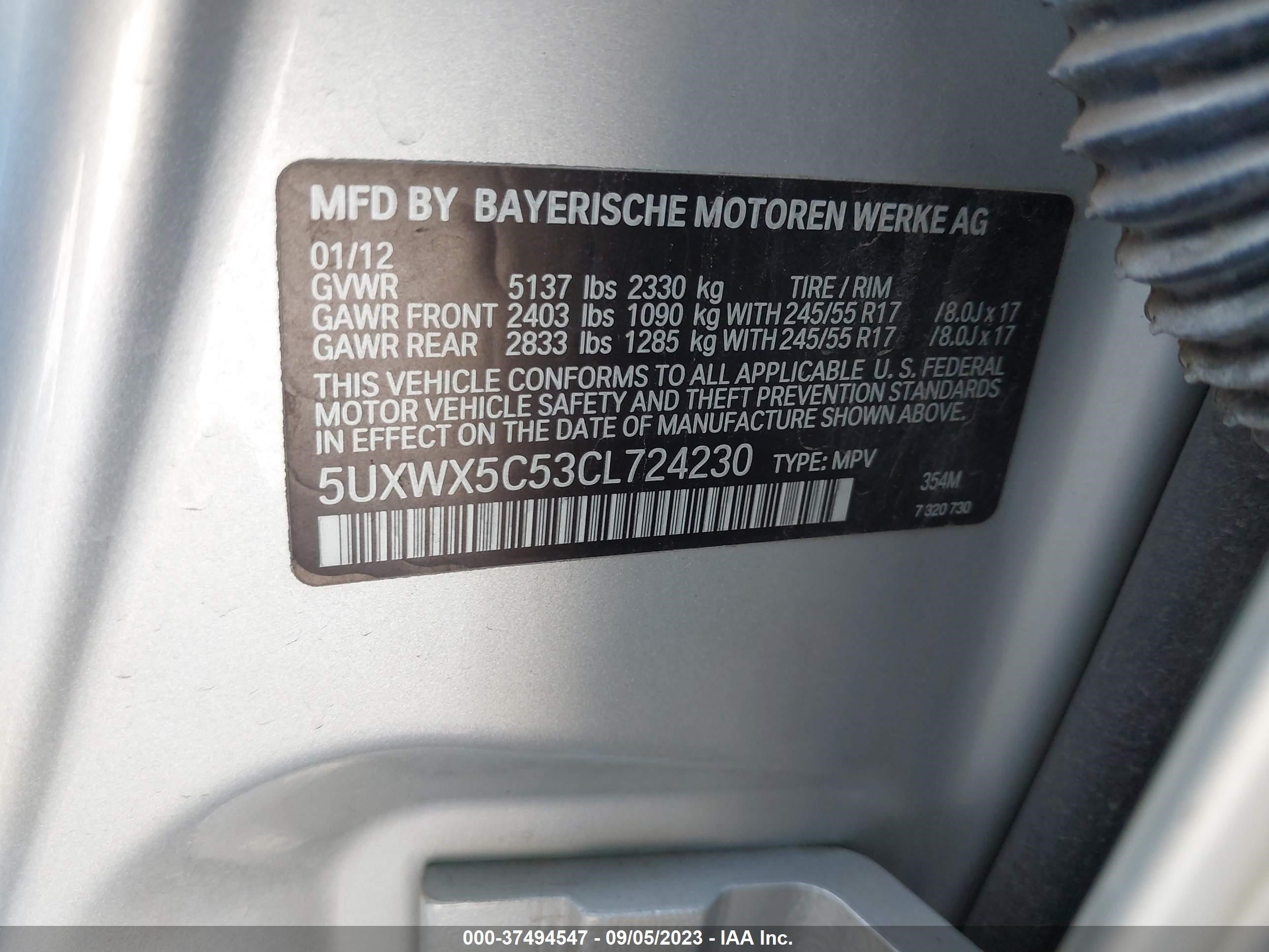 Photo 8 VIN: 5UXWX5C53CL724230 - BMW X3 