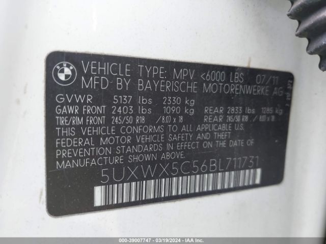 Photo 8 VIN: 5UXWX5C56BL711731 - BMW X3 