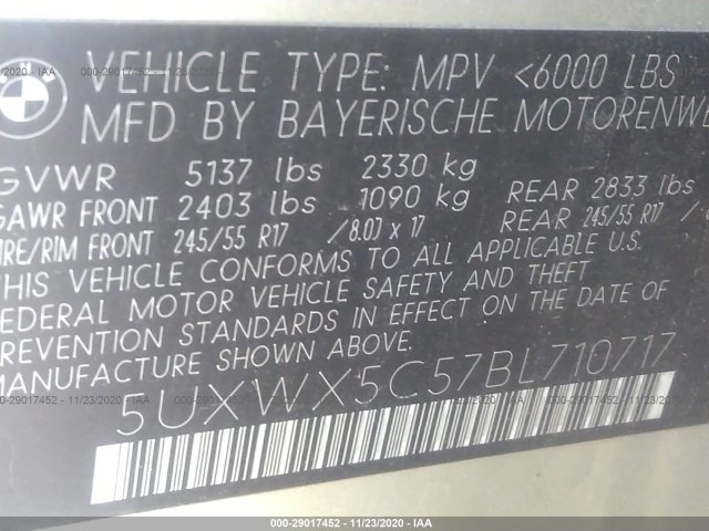 Photo 8 VIN: 5UXWX5C57BL710717 - BMW X3 