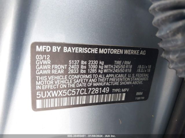 Photo 8 VIN: 5UXWX5C57CL728149 - BMW X3 