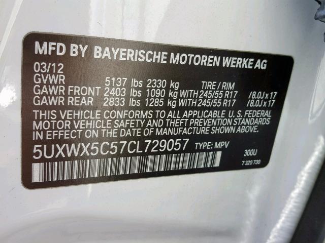 Photo 9 VIN: 5UXWX5C57CL729057 - BMW X3 XDRIVE2 