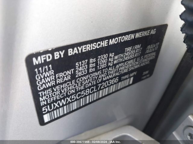 Photo 8 VIN: 5UXWX5C58CL720366 - BMW X3 