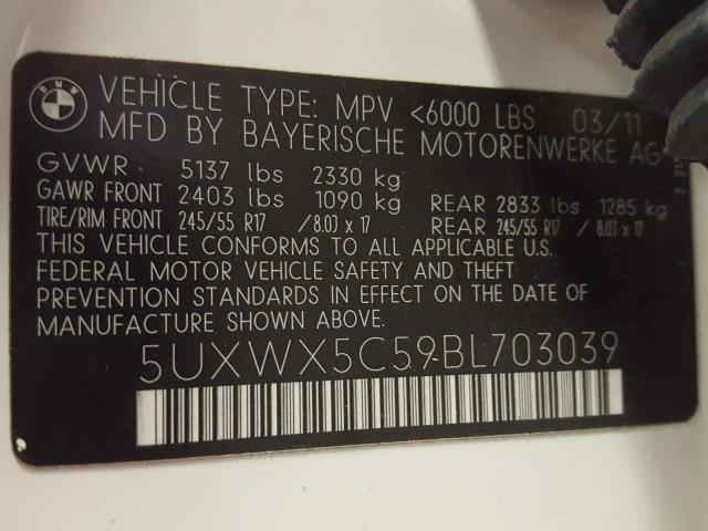 Photo 9 VIN: 5UXWX5C59BL703039 - BMW X3 XDRIVE2 