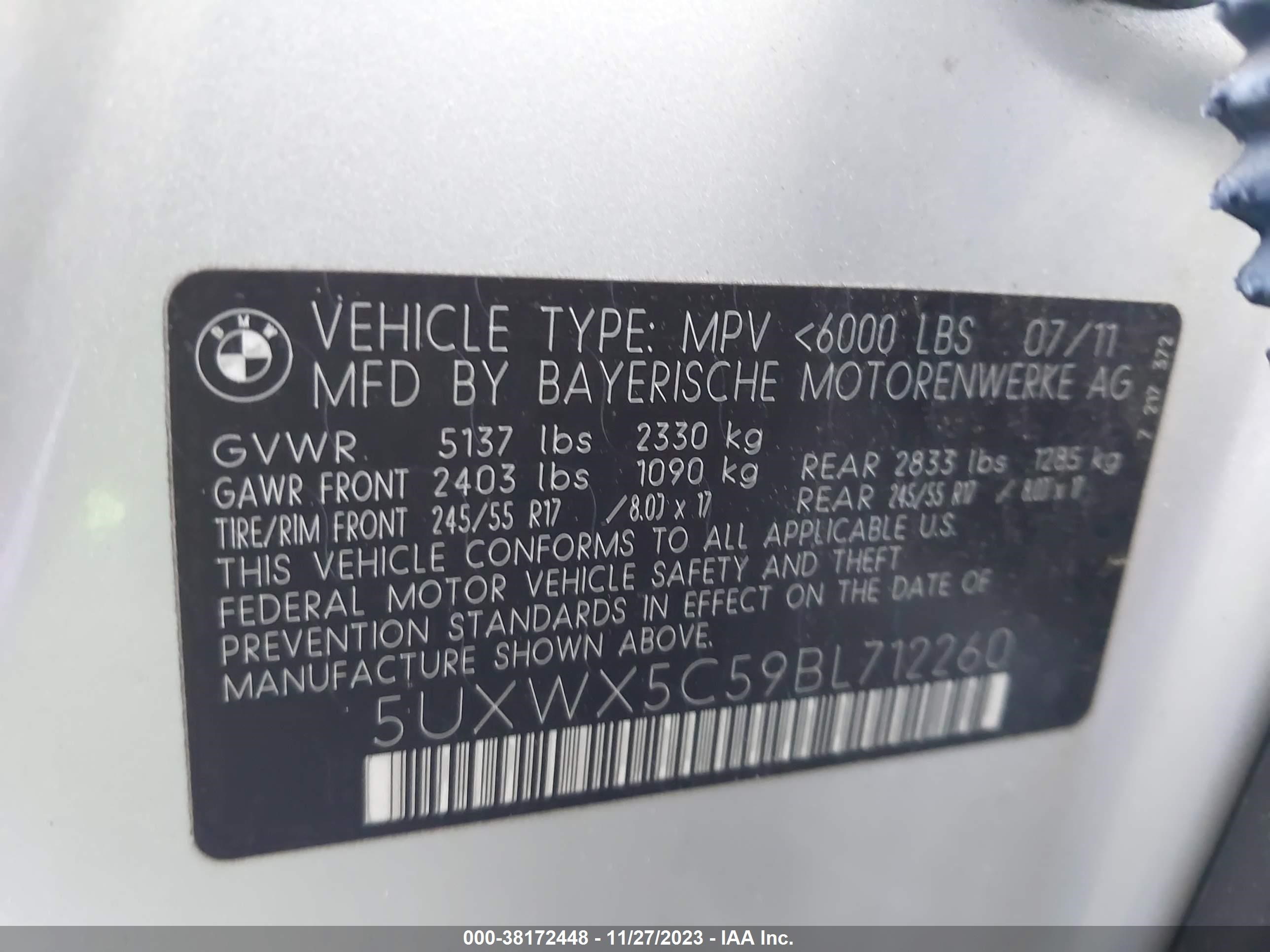 Photo 8 VIN: 5UXWX5C59BL712260 - BMW X3 