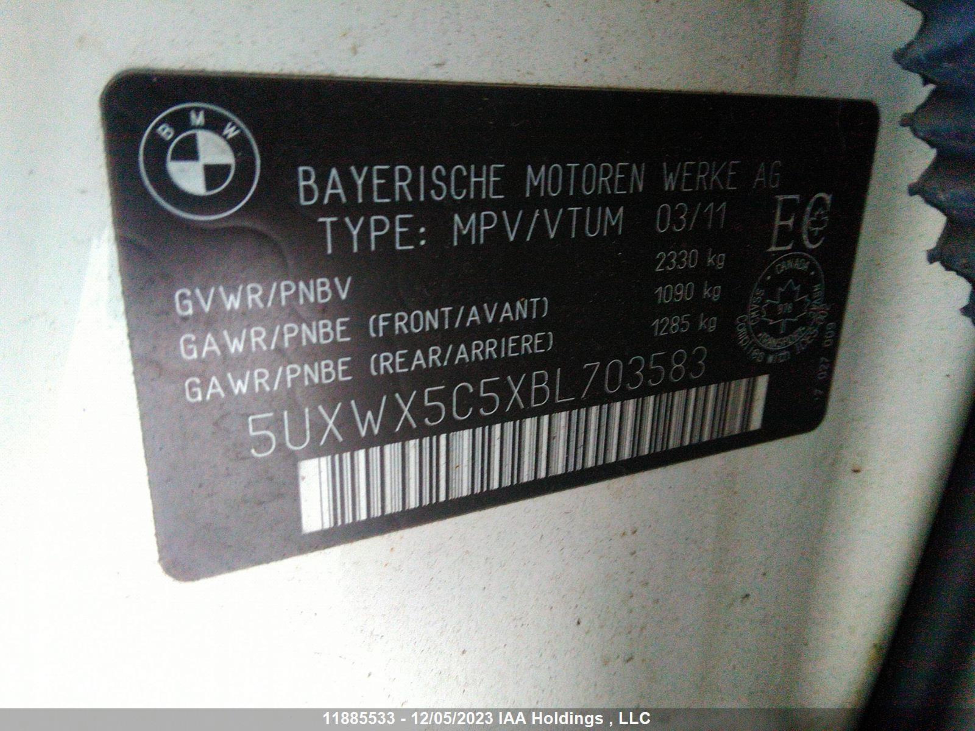 Photo 8 VIN: 5UXWX5C5XBL703583 - BMW X3 