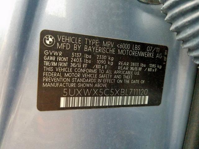 Photo 9 VIN: 5UXWX5C5XBL711120 - BMW X3 XDRIVE2 