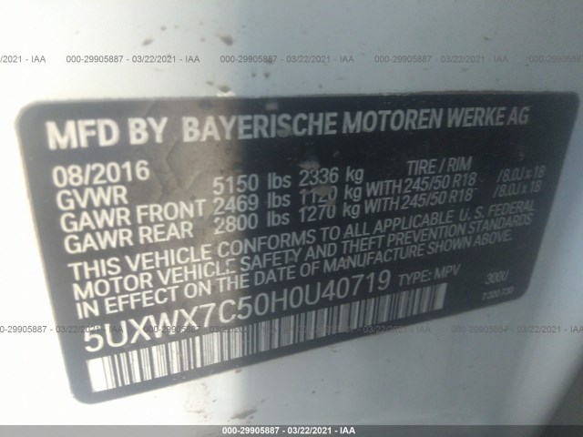 Photo 8 VIN: 5UXWX7C50H0U40719 - BMW X3 