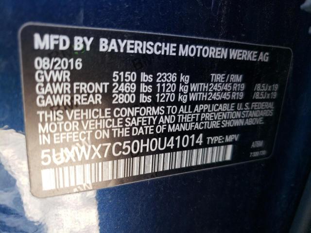 Photo 9 VIN: 5UXWX7C50H0U41014 - BMW X3 XDRIVE3 