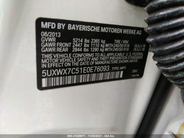 Photo 8 VIN: 5UXWX7C51E0E76093 - BMW X3 