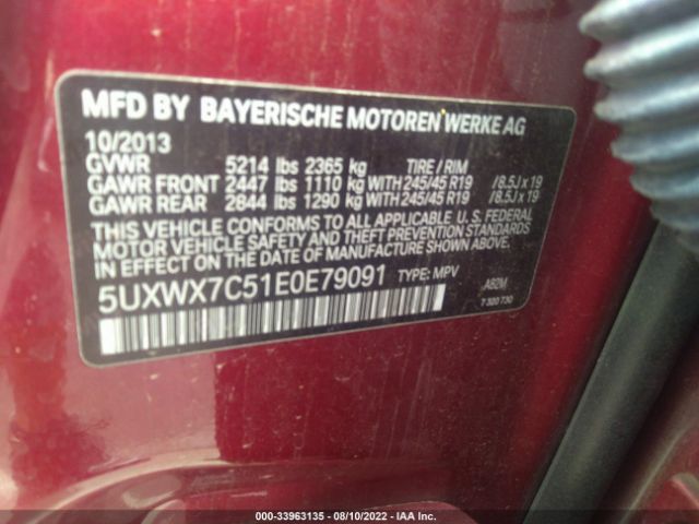 Photo 8 VIN: 5UXWX7C51E0E79091 - BMW X3 