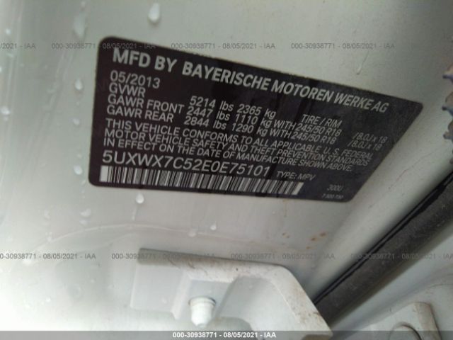 Photo 8 VIN: 5UXWX7C52E0E75101 - BMW X3 