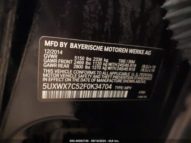 Photo 8 VIN: 5UXWX7C52F0K34704 - BMW X3 