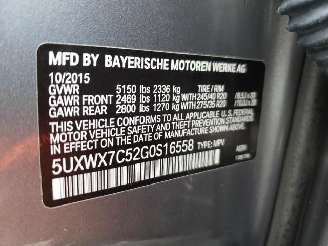 Photo 9 VIN: 5UXWX7C52G0S16558 - BMW X3 XDRIVE3 