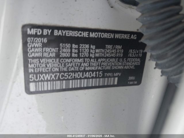 Photo 8 VIN: 5UXWX7C52H0U40415 - BMW X3 